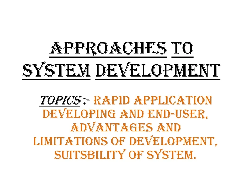 approaches to system development n.