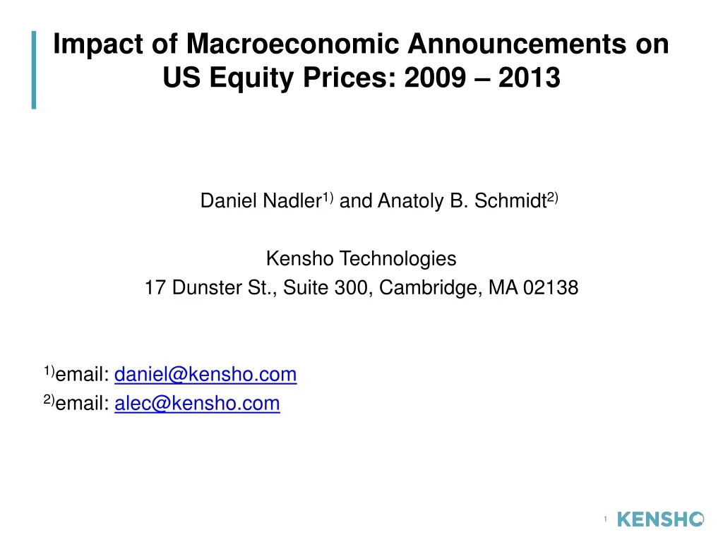 impact of macroeconomic announcements on us equity prices 2009 2013 n.