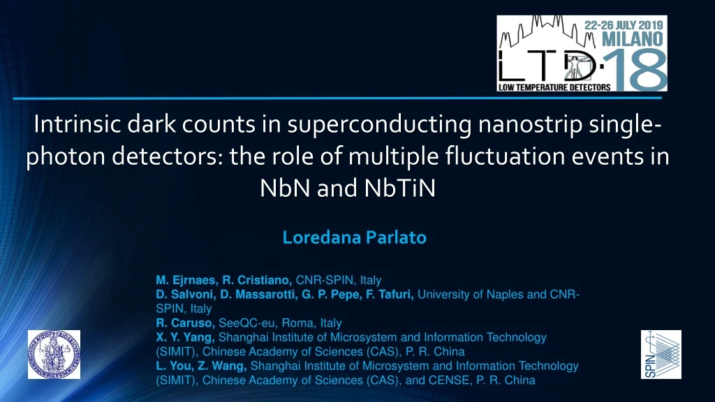 intrinsic dark counts in superconducting n.