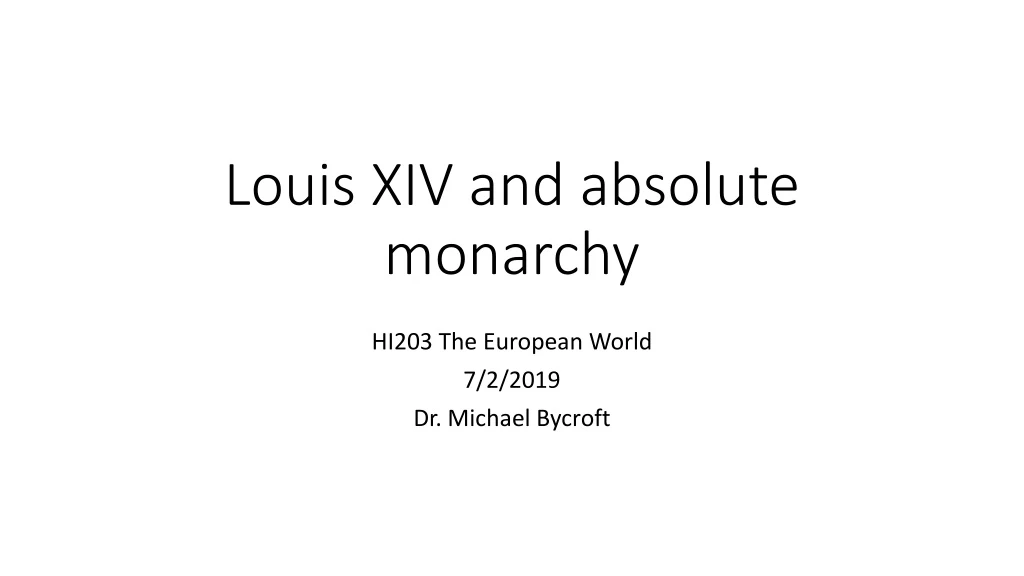 louis xiv and absolute monarchy n.