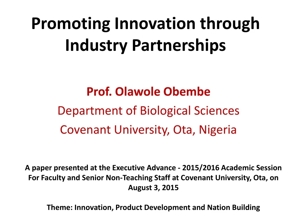 promoting innovation through industry partnerships n.