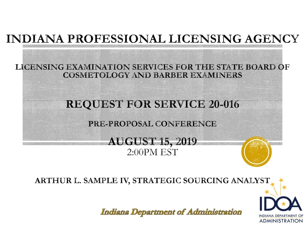 PPT Indiana Department of Administration PowerPoint Presentation