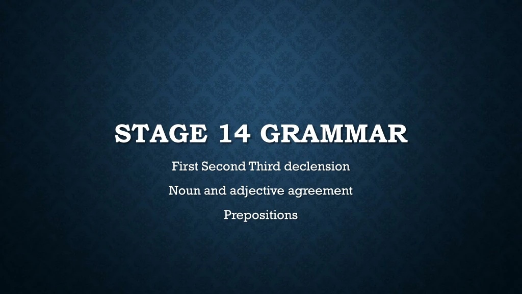 stage 14 grammar n.