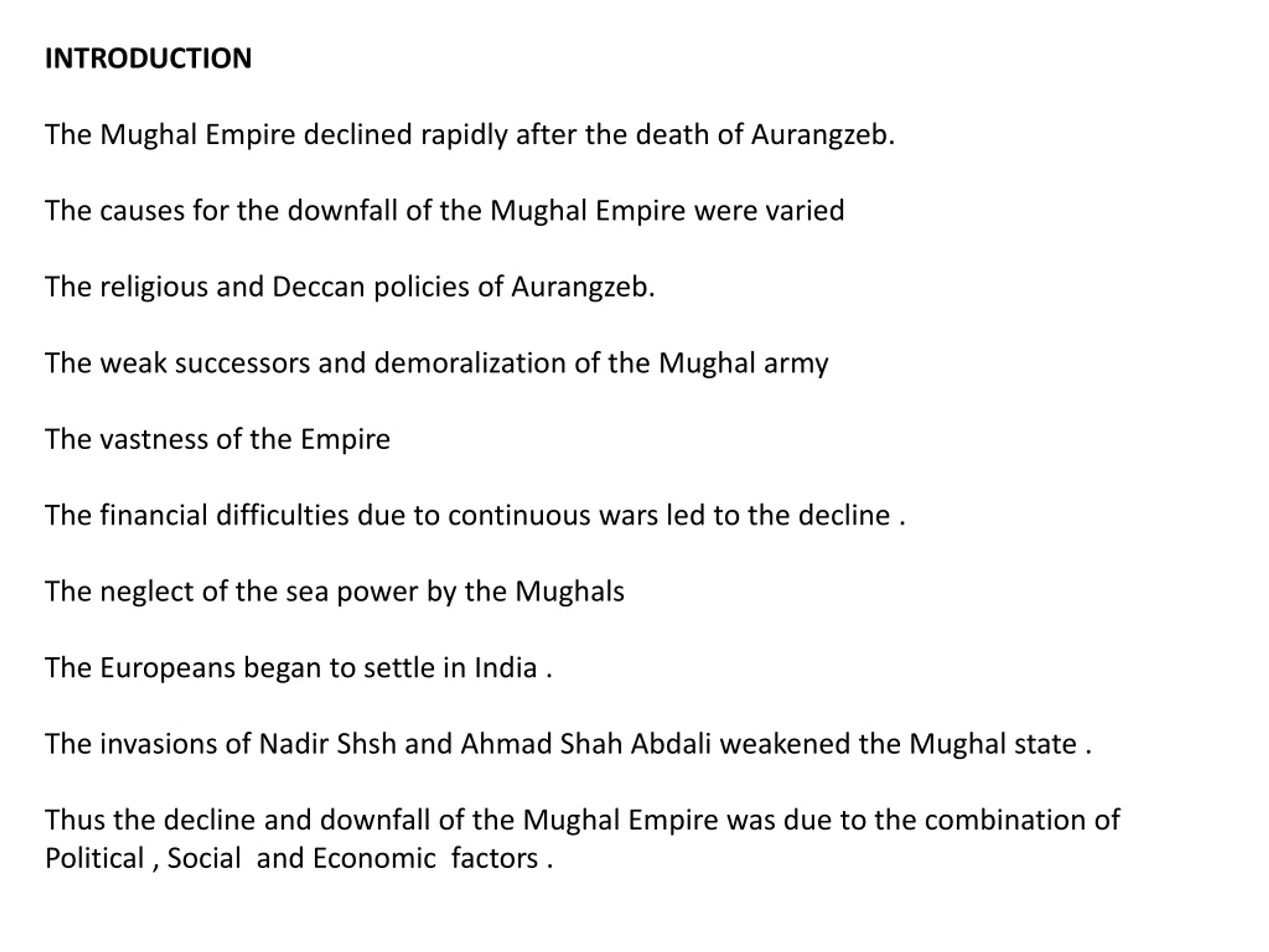 PPT - CAUSES FOR THE DOWNFALL OF THE MUGHAL EMPIRE PowerPoint ...