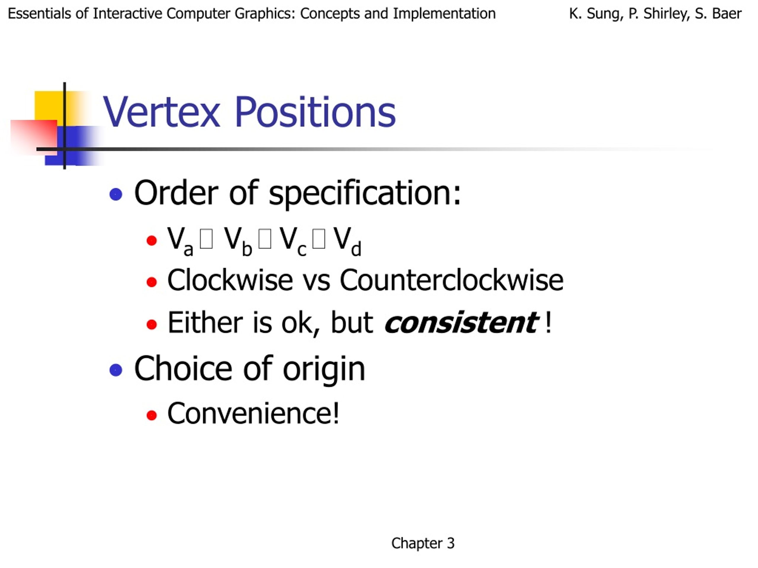 positions in vertex presentation