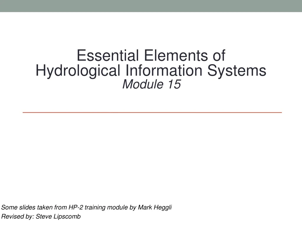 essential elements of hydrological information n.
