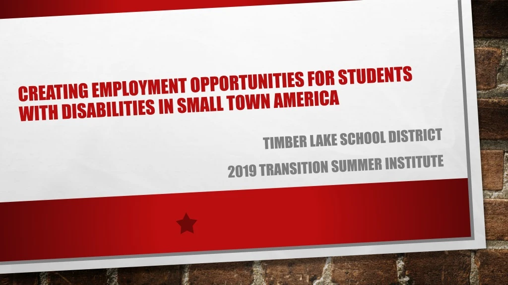 creating employment opportunities for students with disabilities in small town america n.