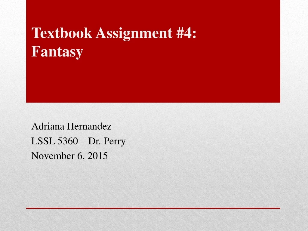 textbook assignment 4 fantasy n.