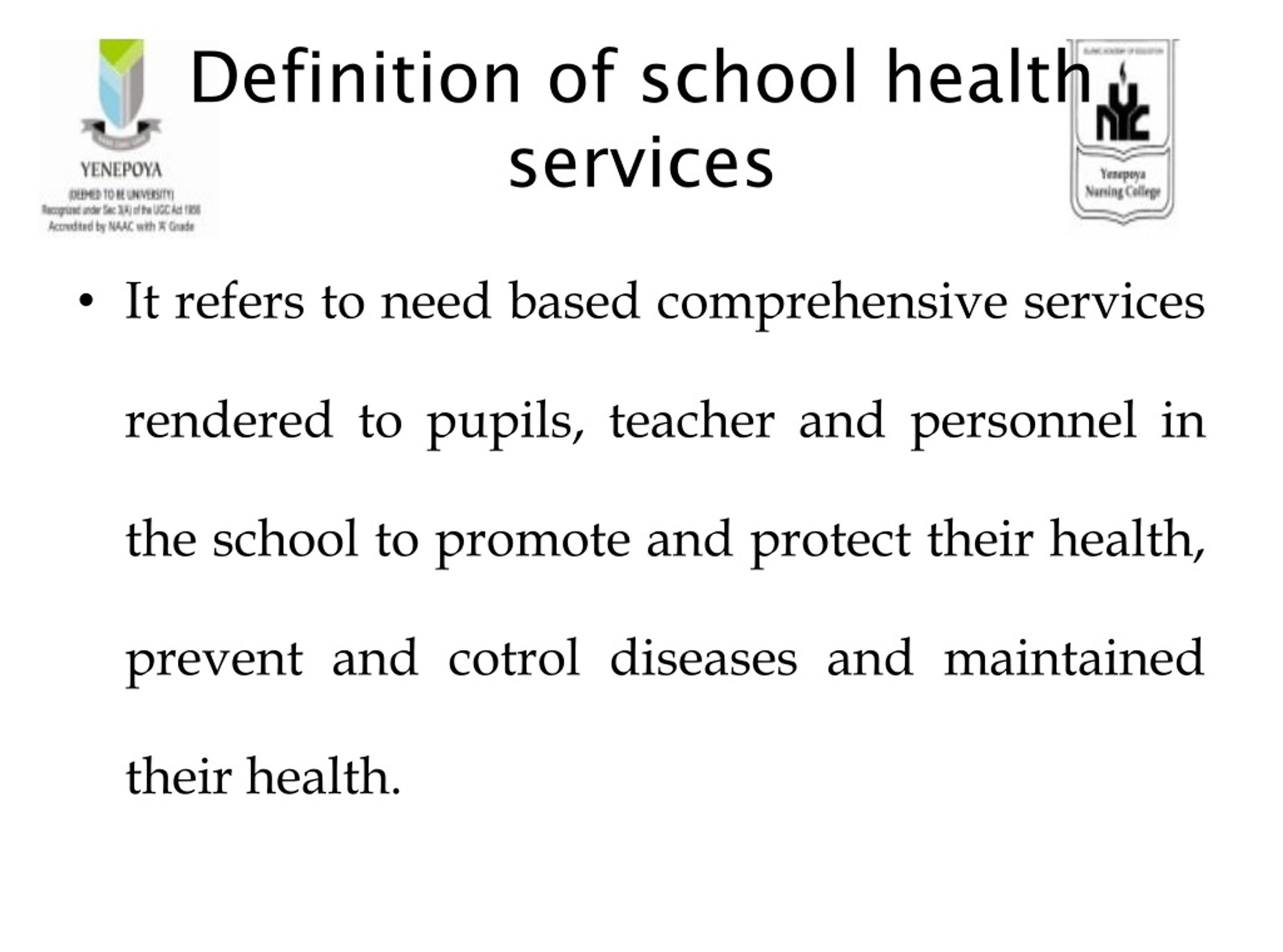 school health services assignment