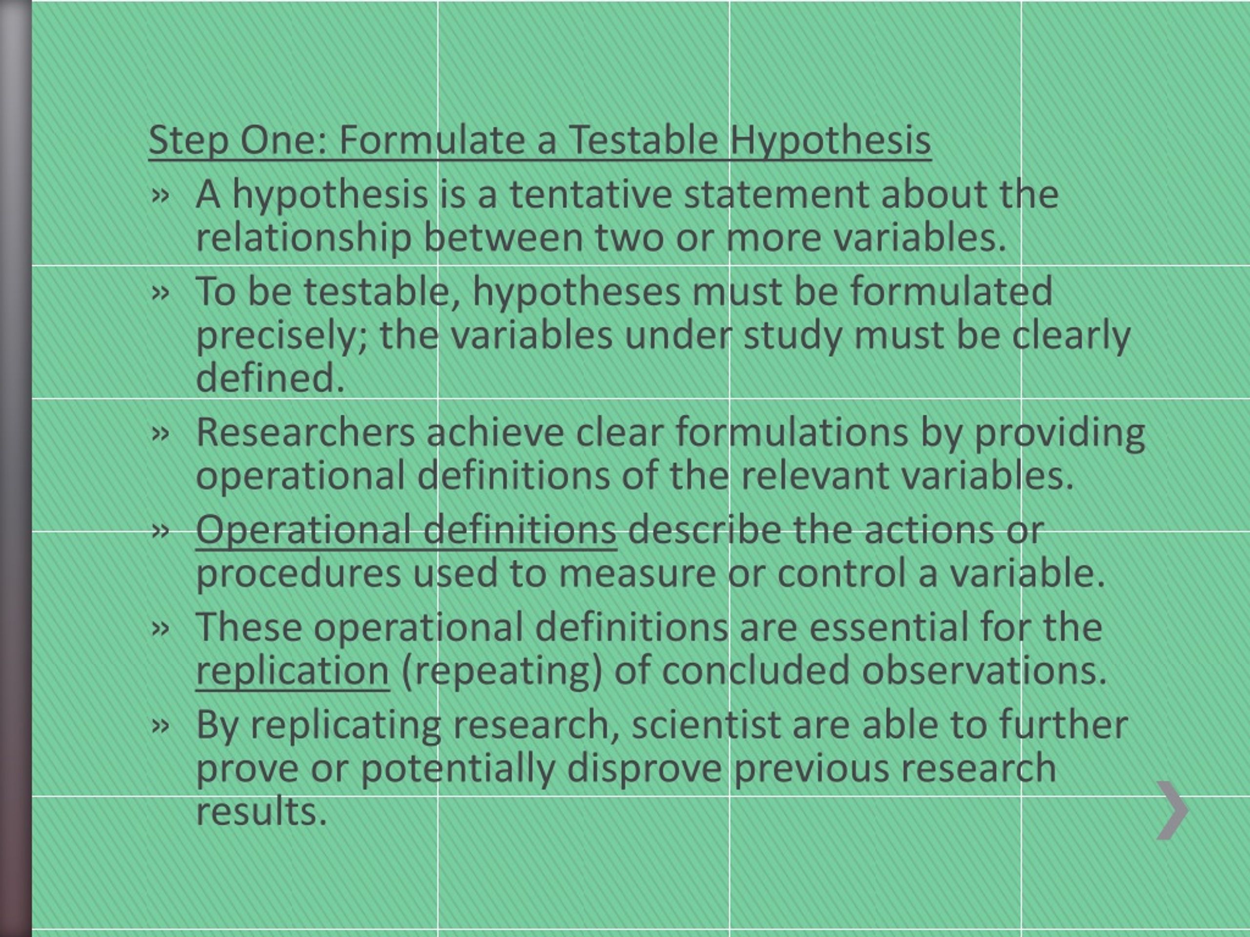 formulate testable hypothesis