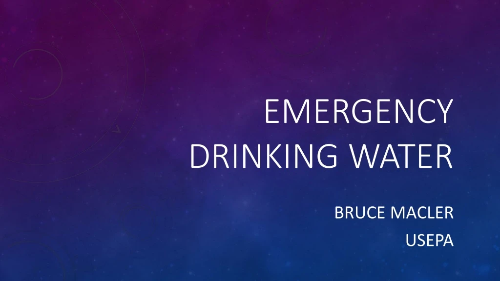 emergency drinking water n.