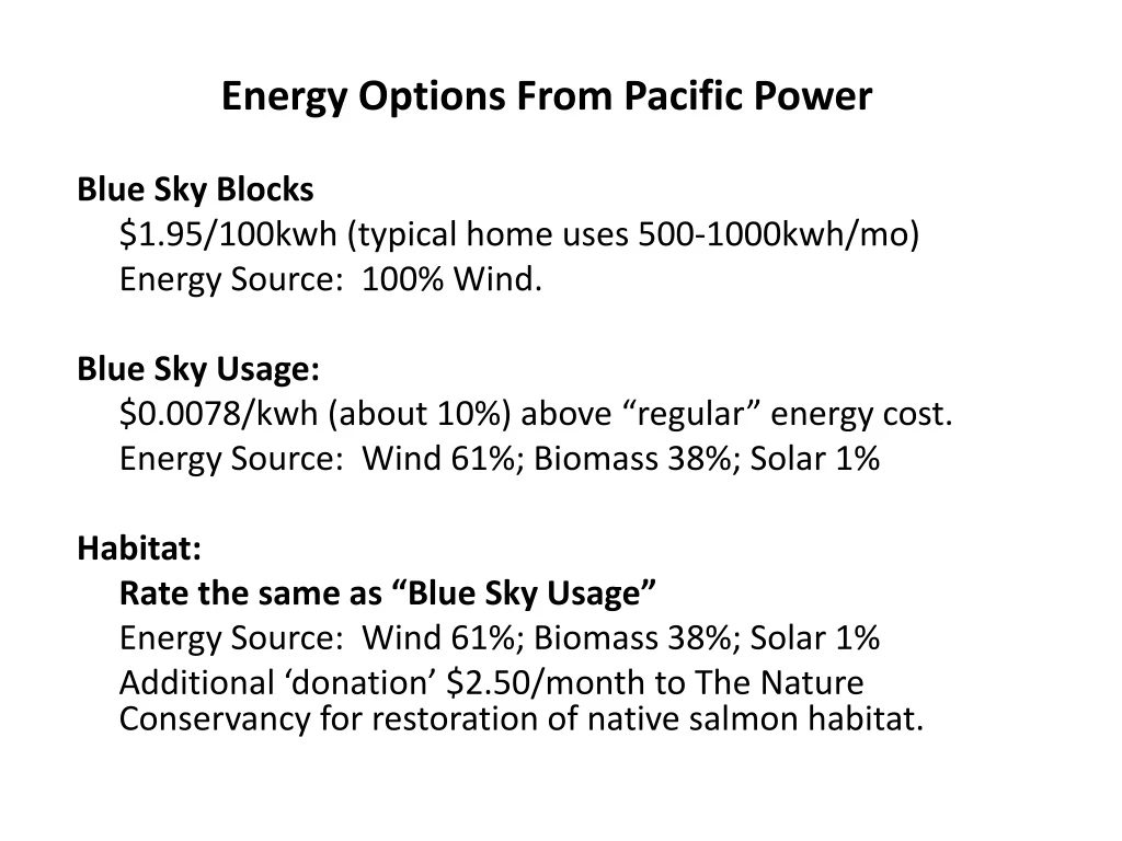PPT Energy Options From Pacific Power PowerPoint Presentation, free
