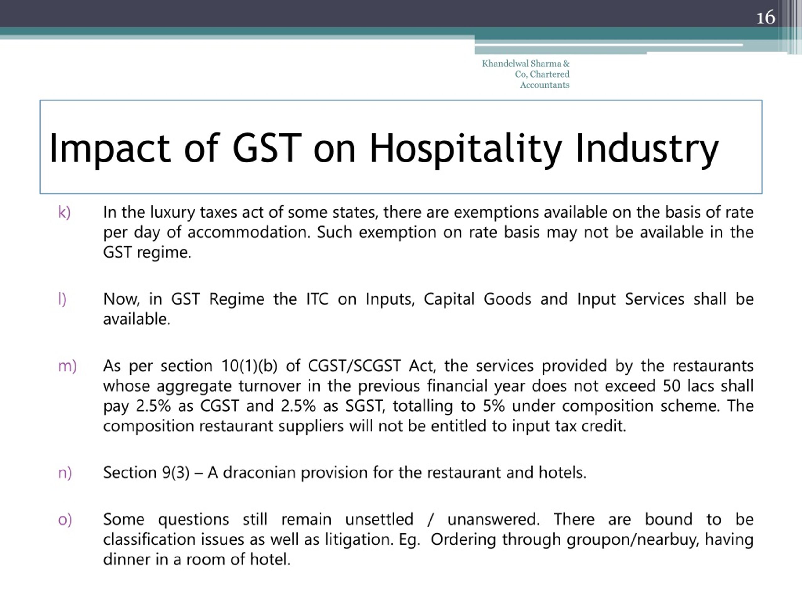 literature review on impact of gst on hotel industry