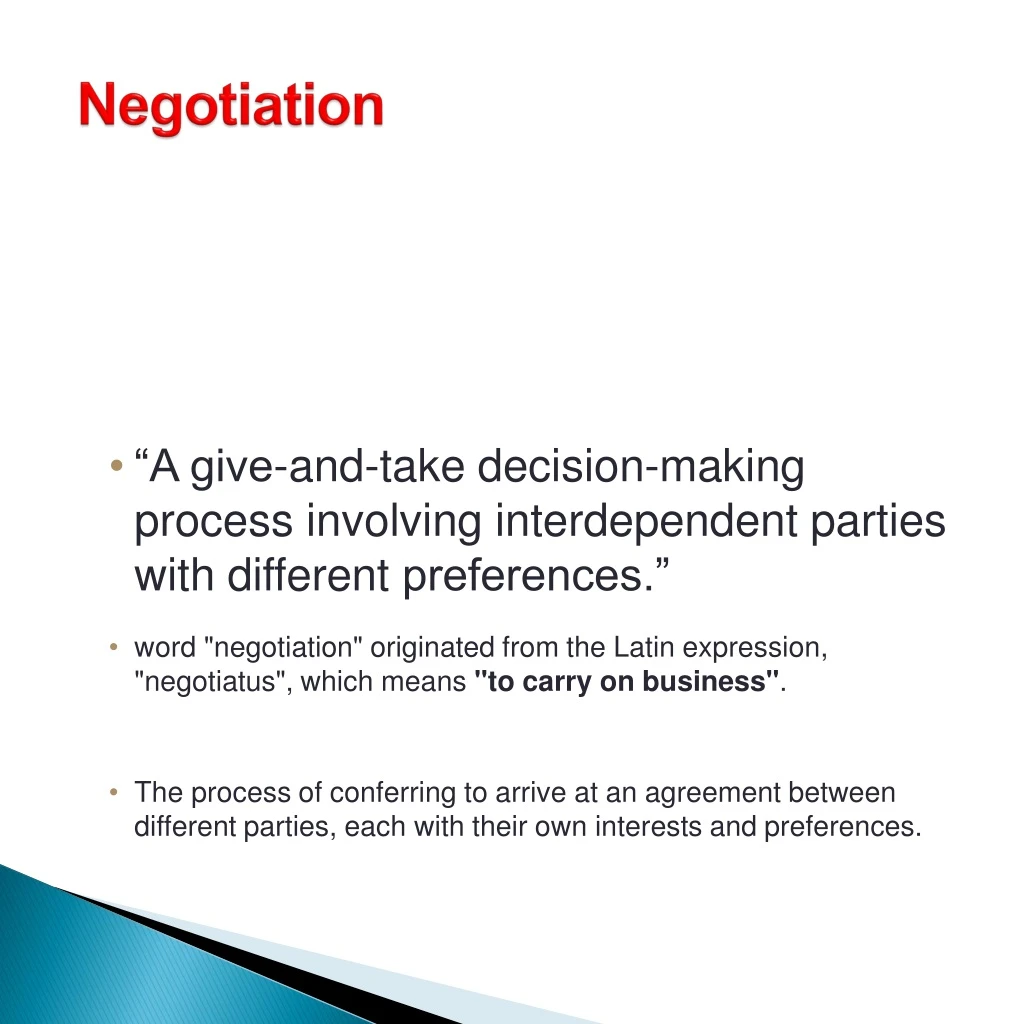 negotiation n.