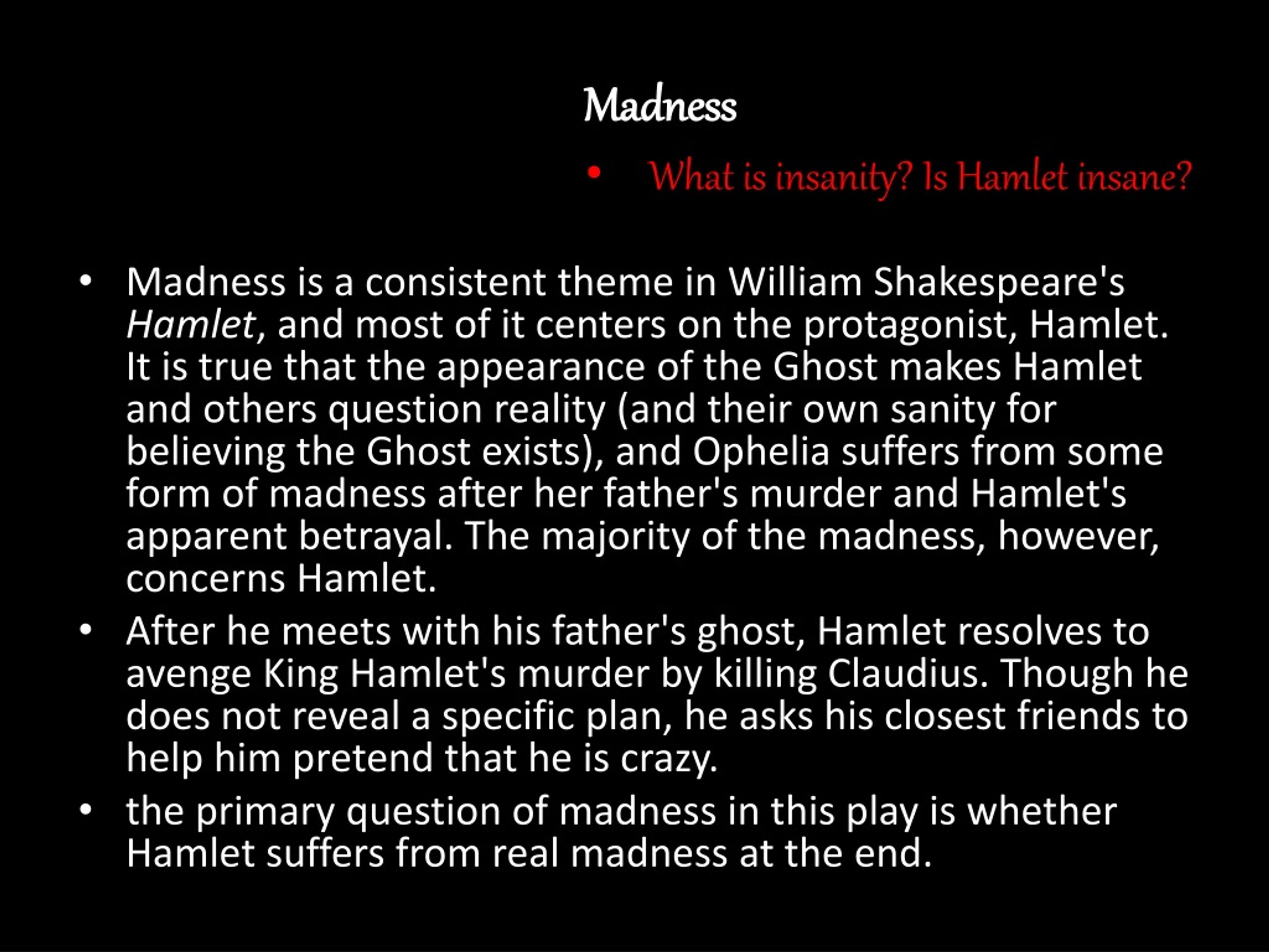 critical essay on hamlet's madness