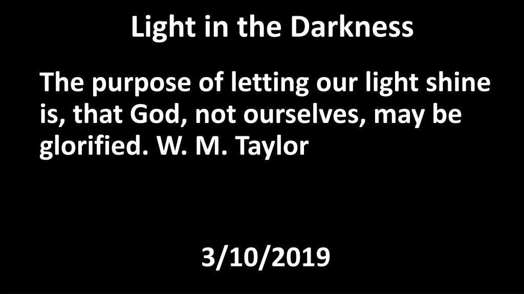light in the darkness n.