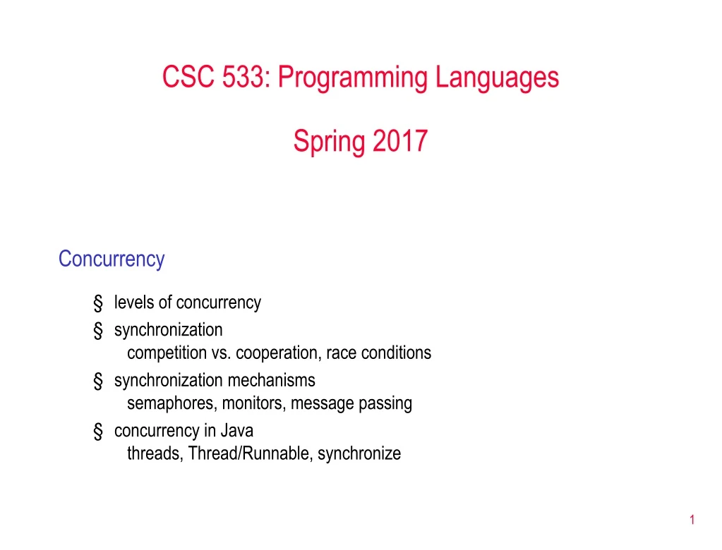 csc 533 programming languages spring 2017 n.