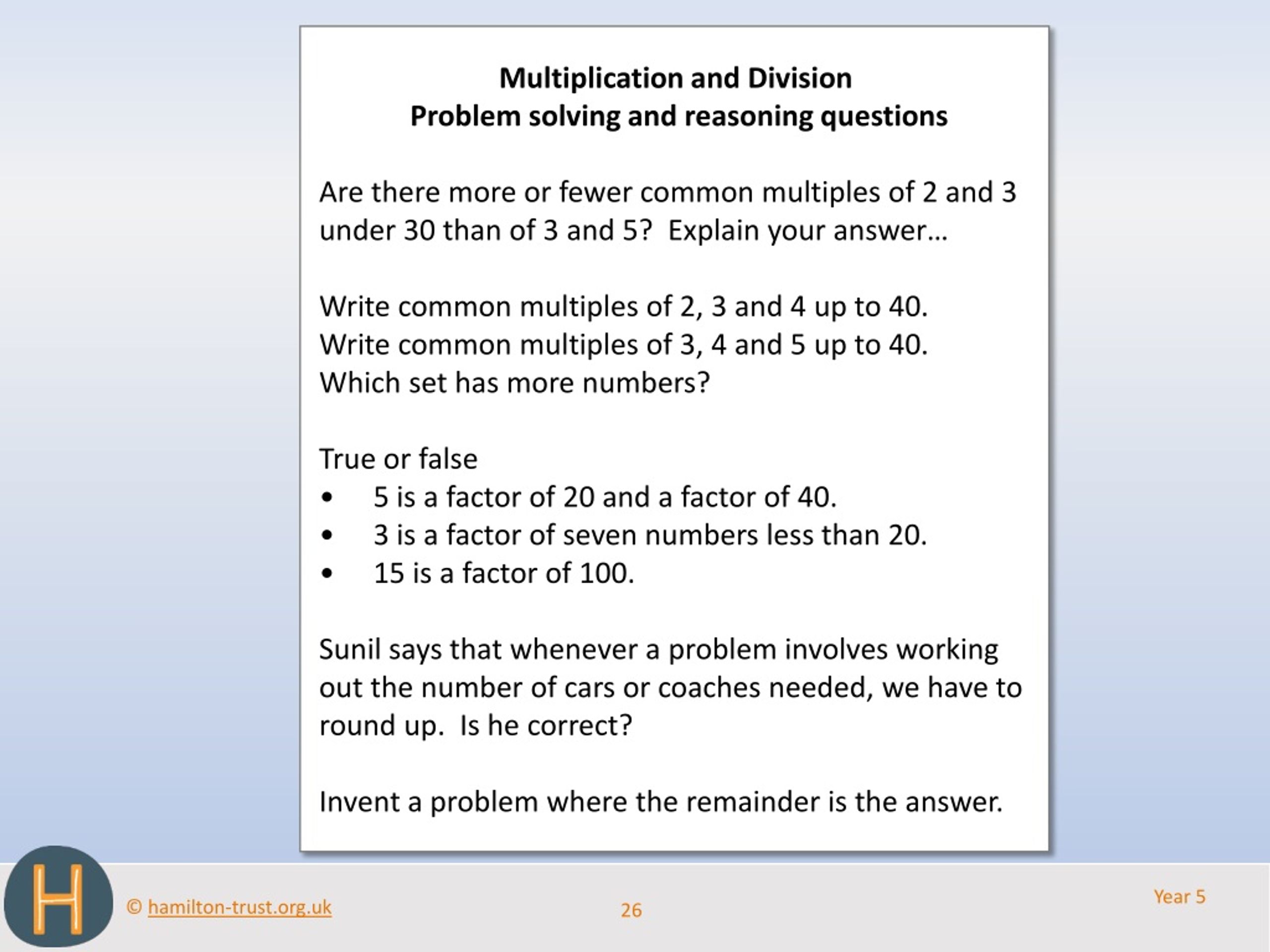 problem solving factors and multiples