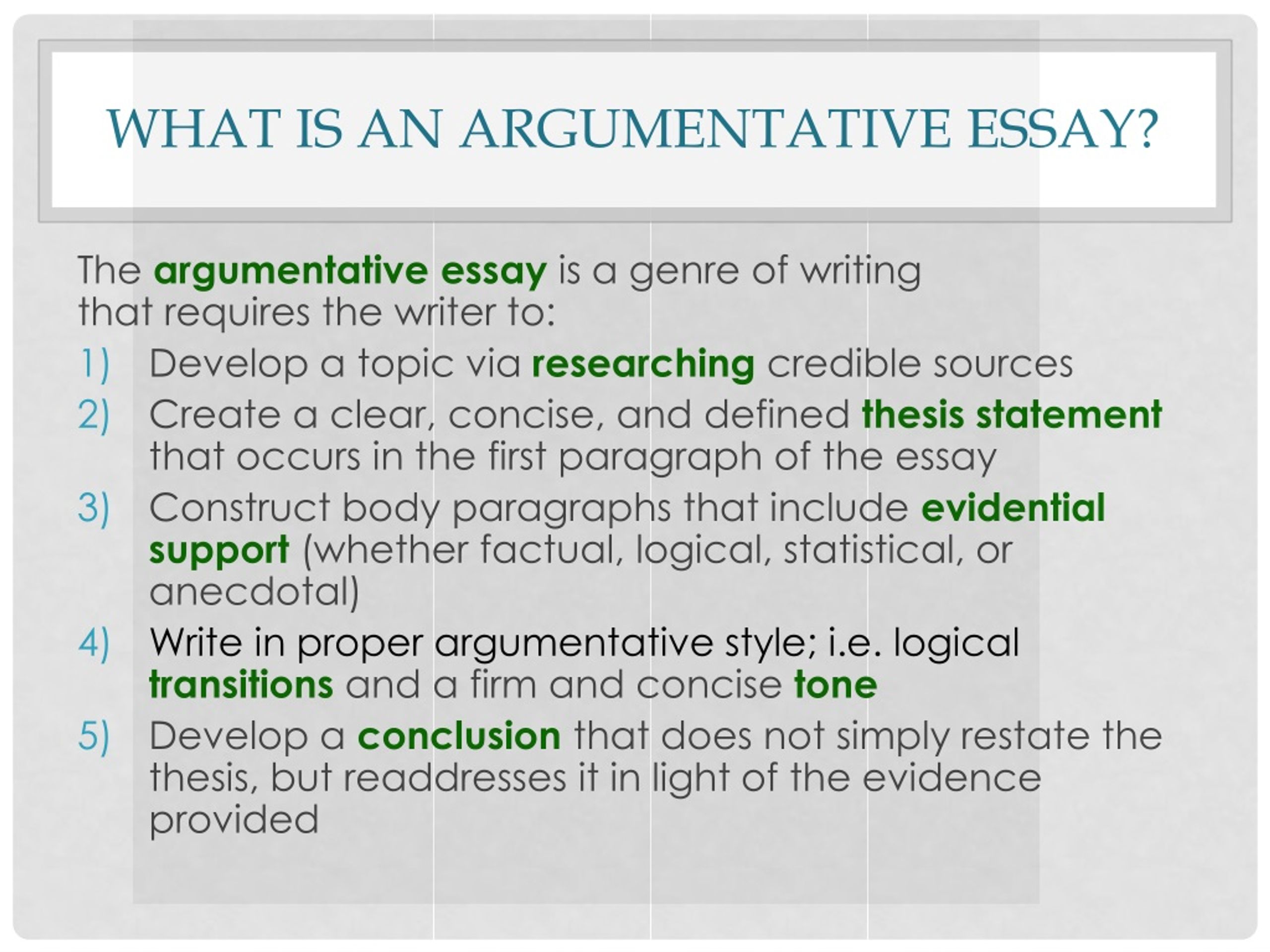 PPT - Writing an Argumentative Essay PowerPoint Presentation, free ...