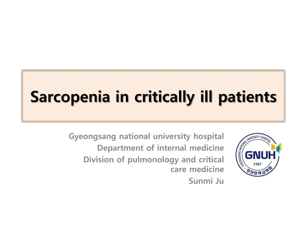 sarcopenia in critically ill patients n.