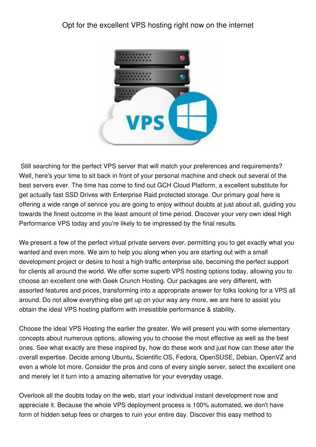 opt for the excellent vps hosting right n.
