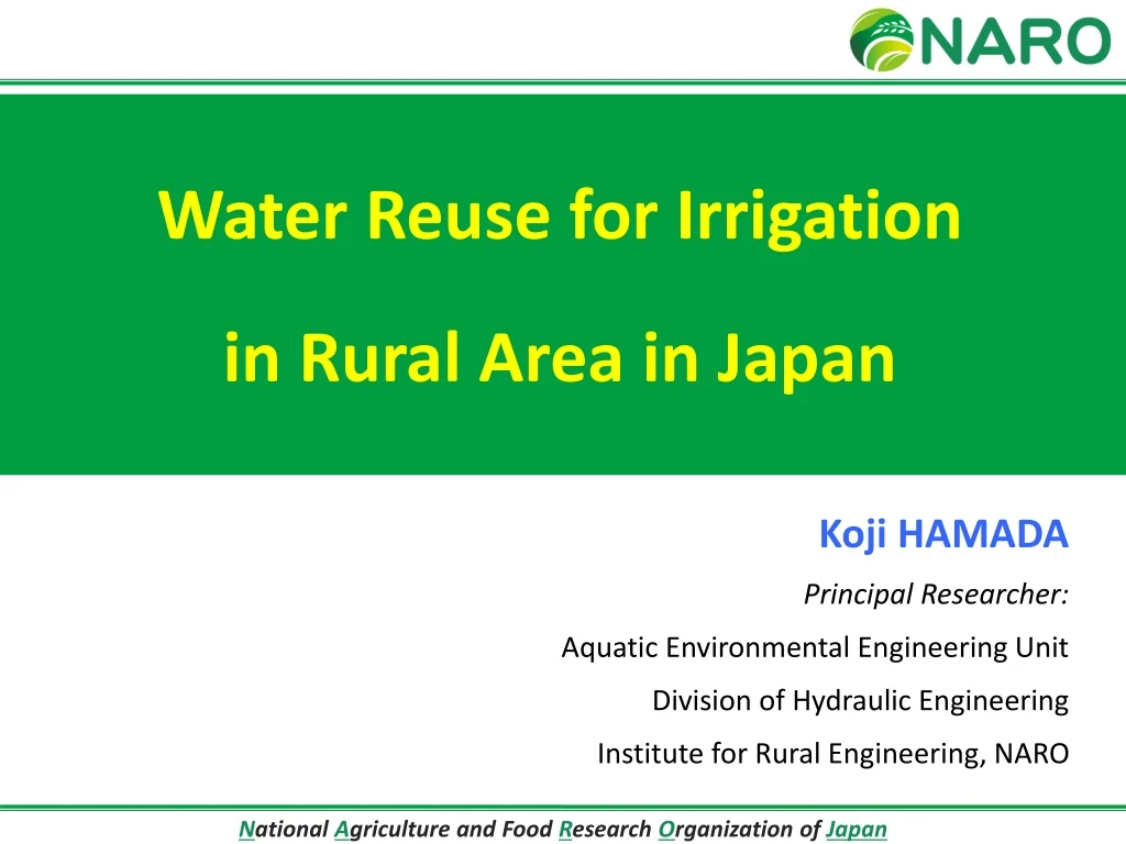 PPT - Water Reuse for Irrigation in Rural Area in Japan PowerPoint ...