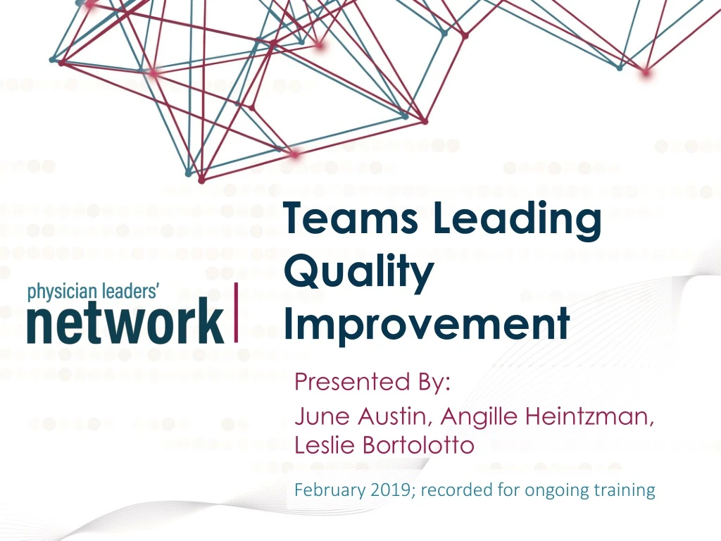 teams leading quality improvement n.