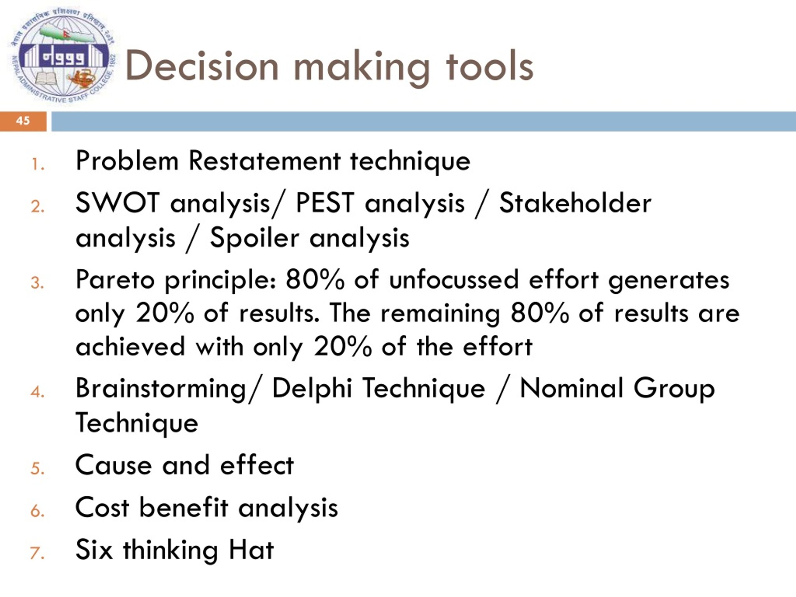 problem solving decision making tools