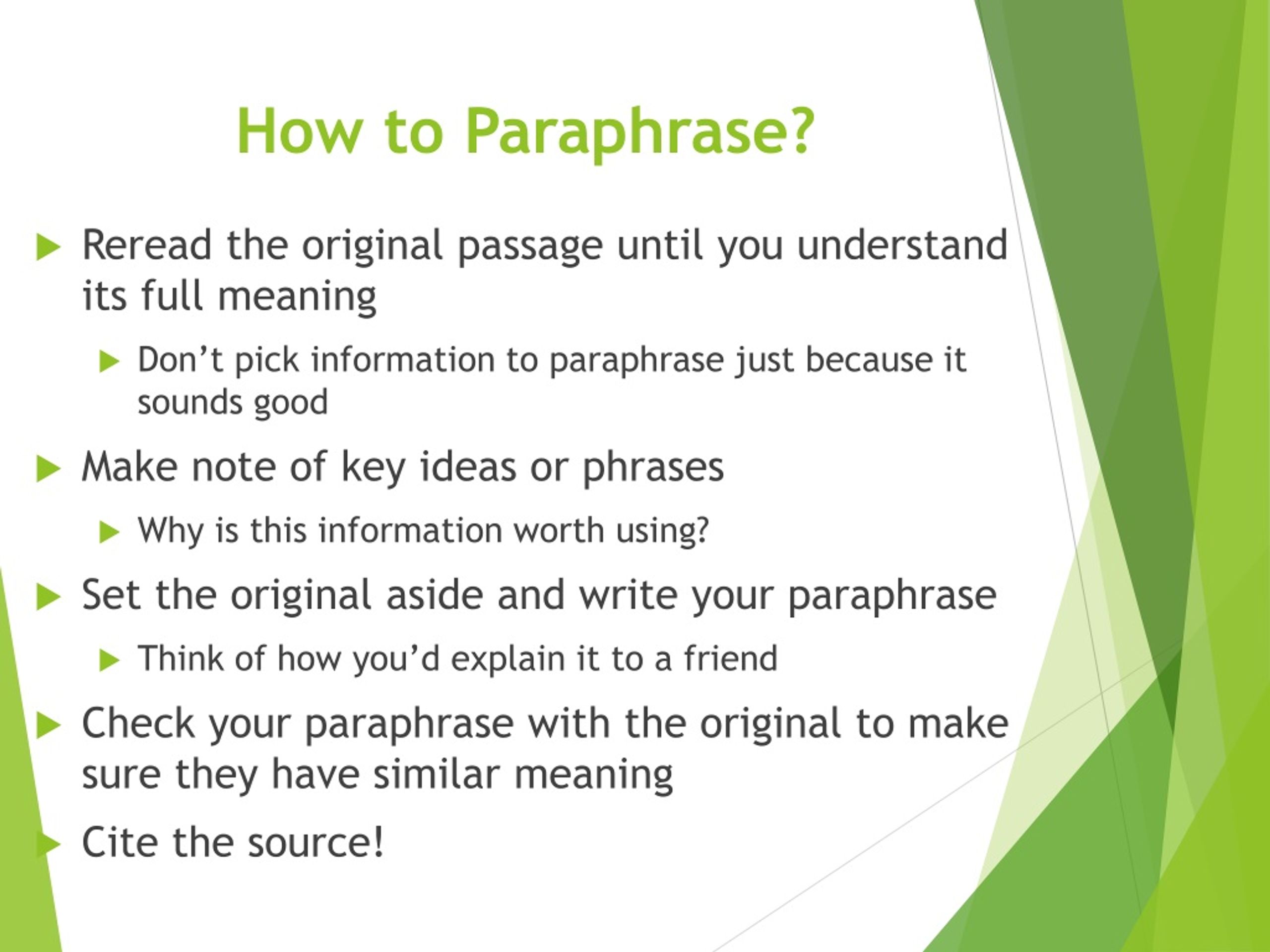 paraphrasing powerpoint presentation