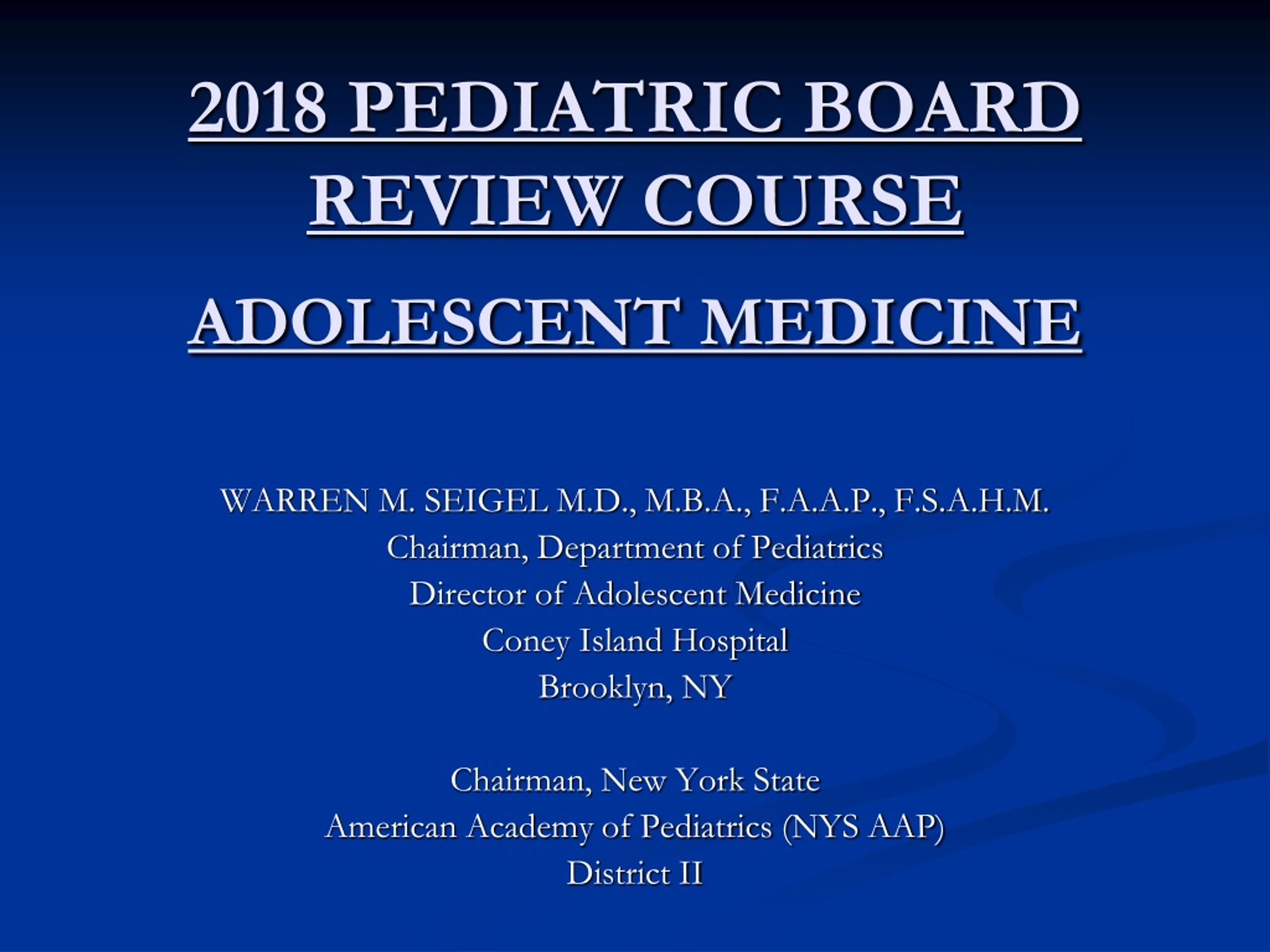 PPT 2018 PEDIATRIC BOARD REVIEW COURSE ADOLESCENT MEDICINE PowerPoint