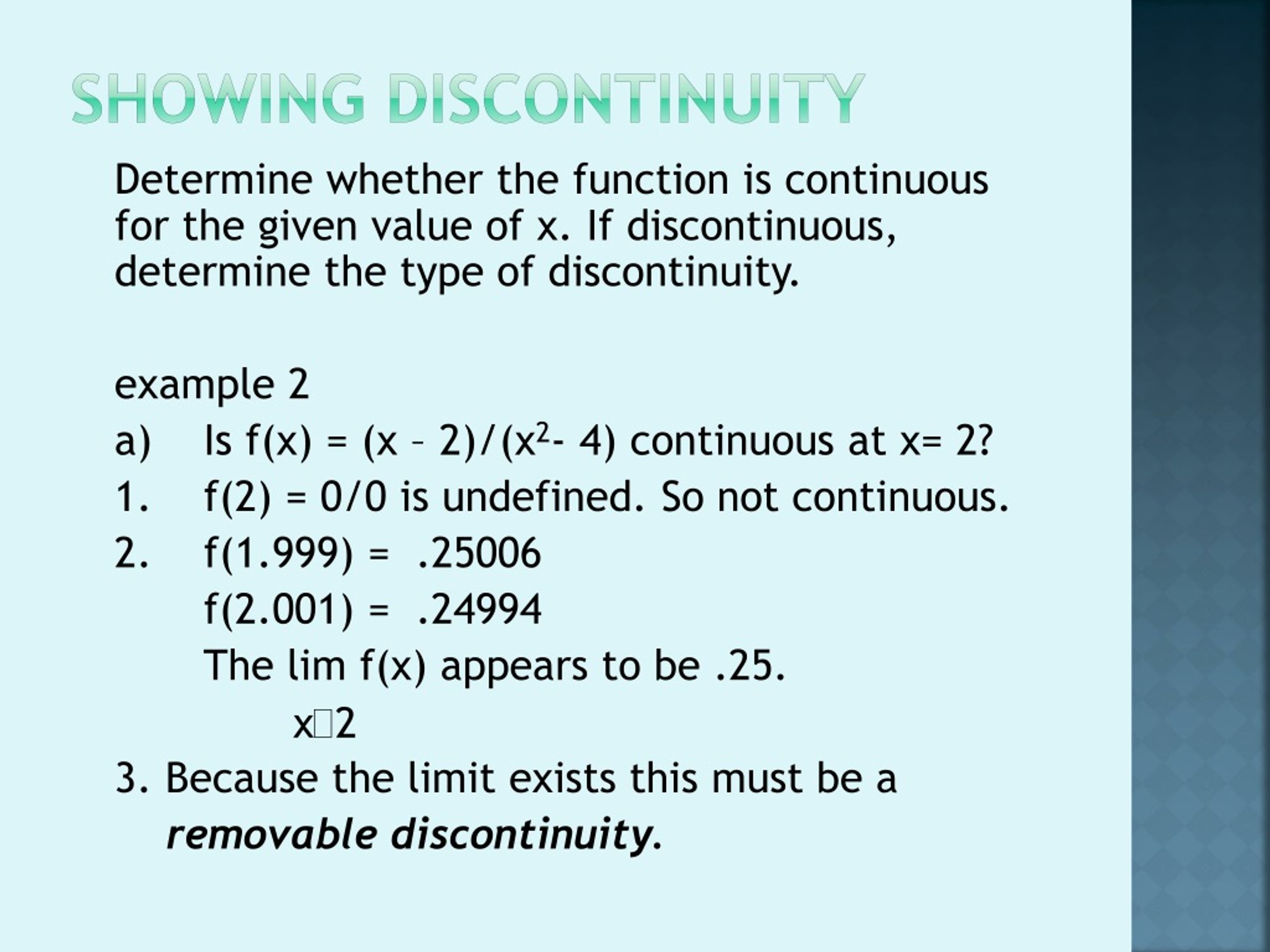 PPT Understanding Continuity, Discontinuity, and Limits in Calculus