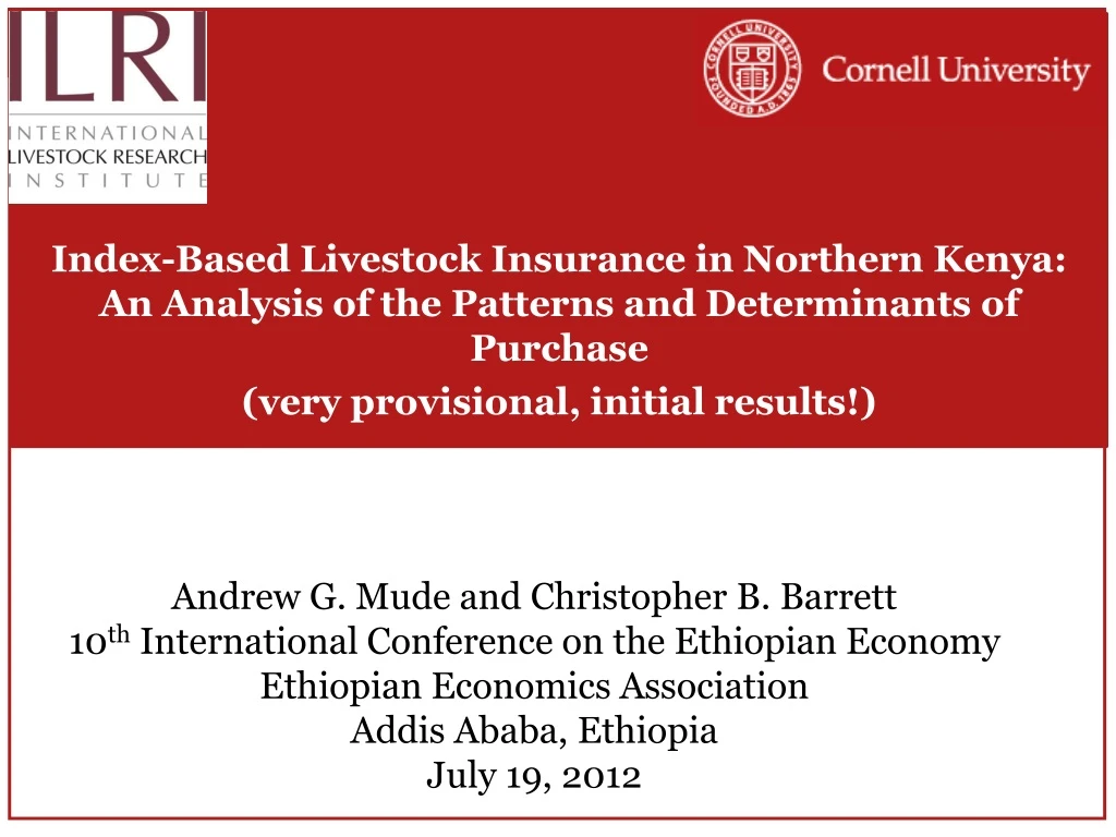 index based livestock insurance in northern kenya n.