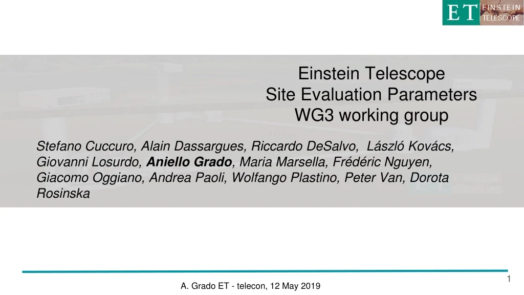einstein telescope site evaluation parameters n.