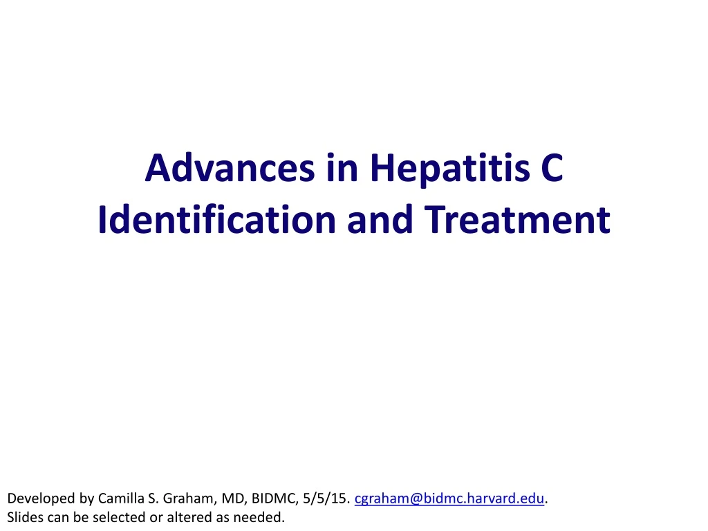 advances in hepatitis c identification and treatment n.
