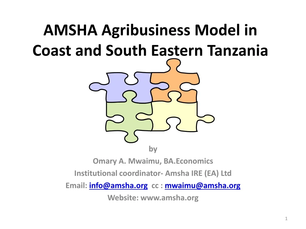 amsha agribusiness model in coast and south eastern tanzania n.