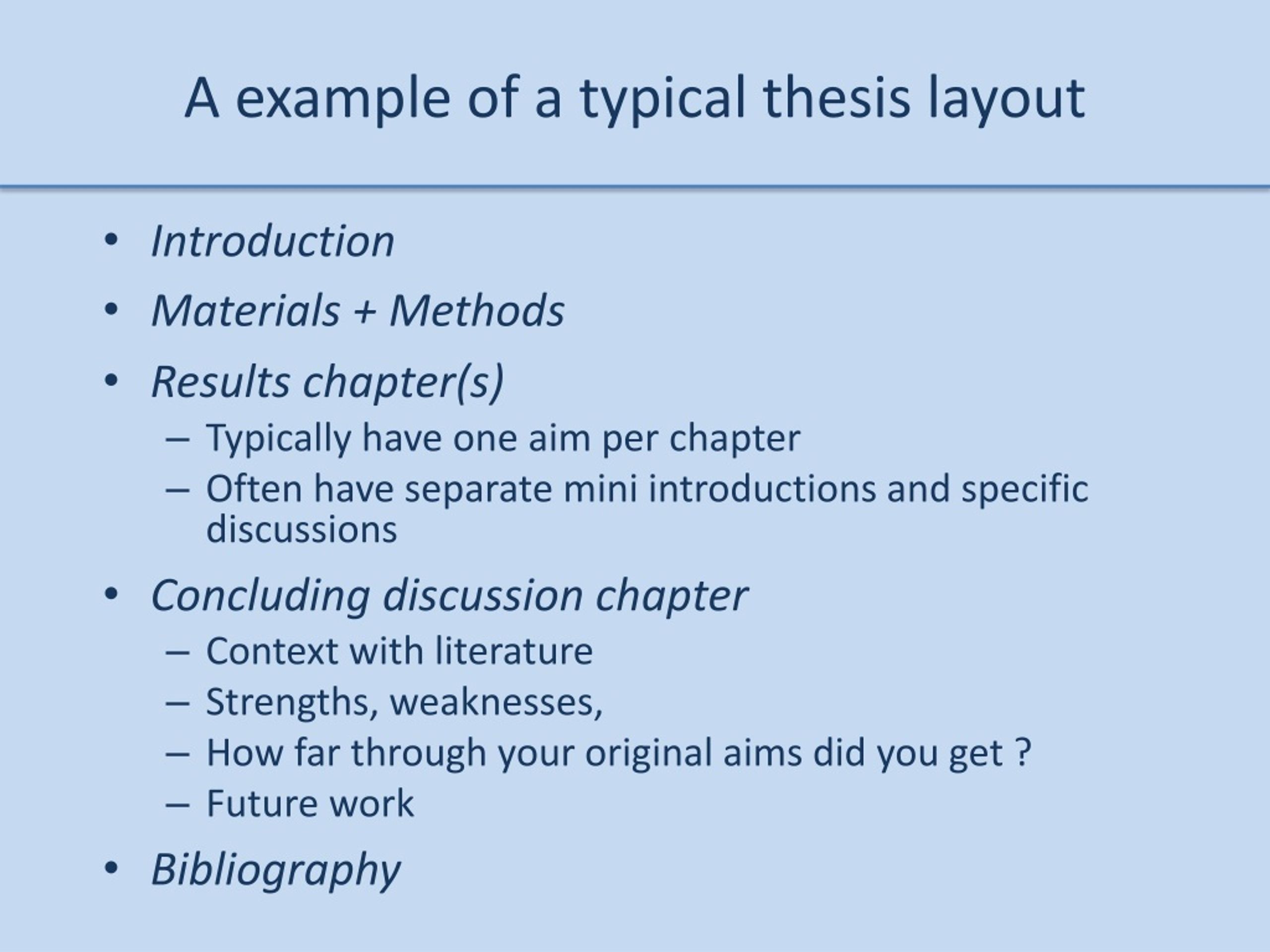 point of a thesis