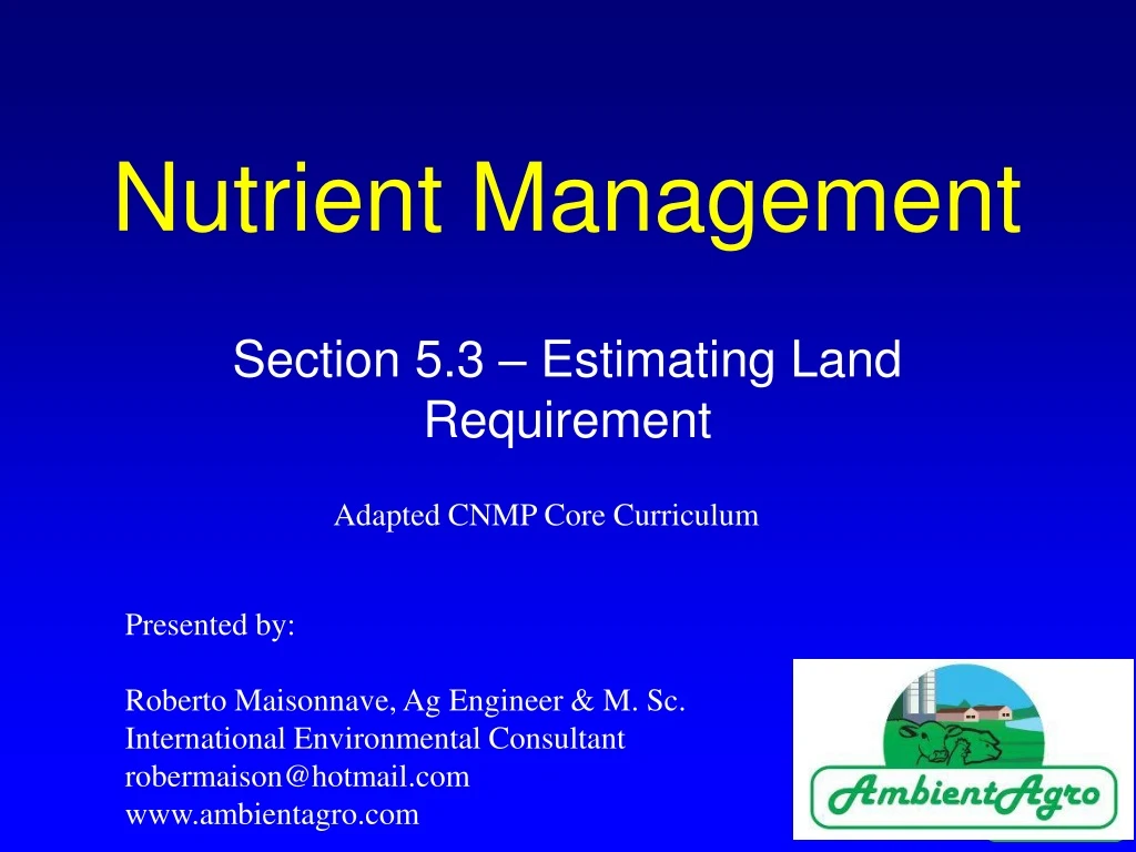 nutrient management n.