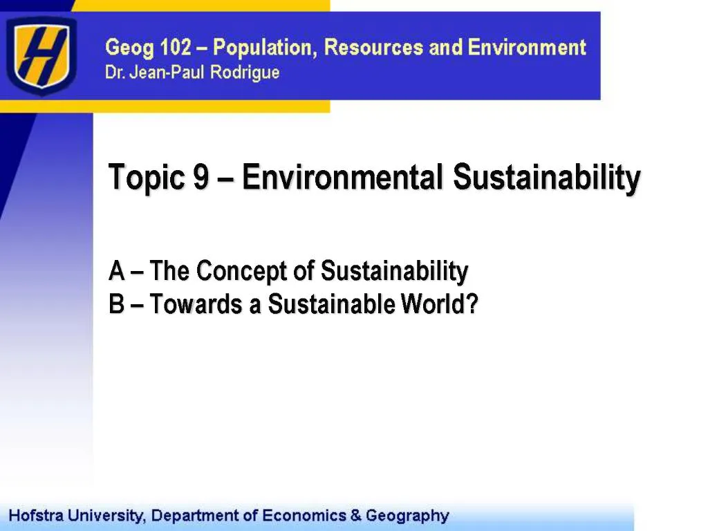 PPT Topic 9 Environmental Sustainability PowerPoint Presentation