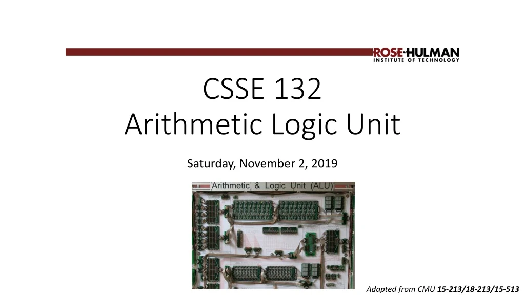PPT CSSE 132 Arithmetic Logic Unit PowerPoint Presentation, free