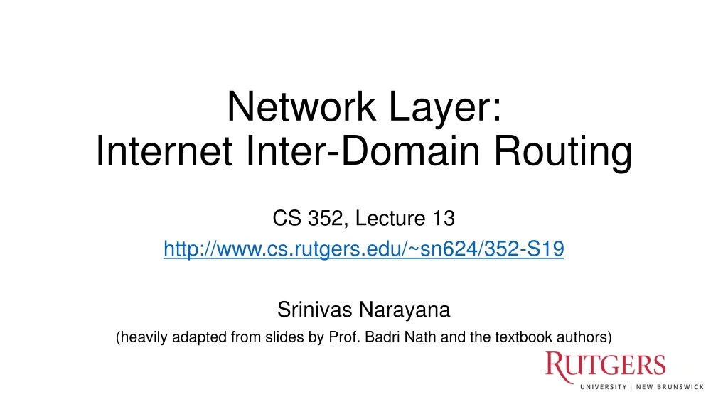 network layer internet inter domain routing n.