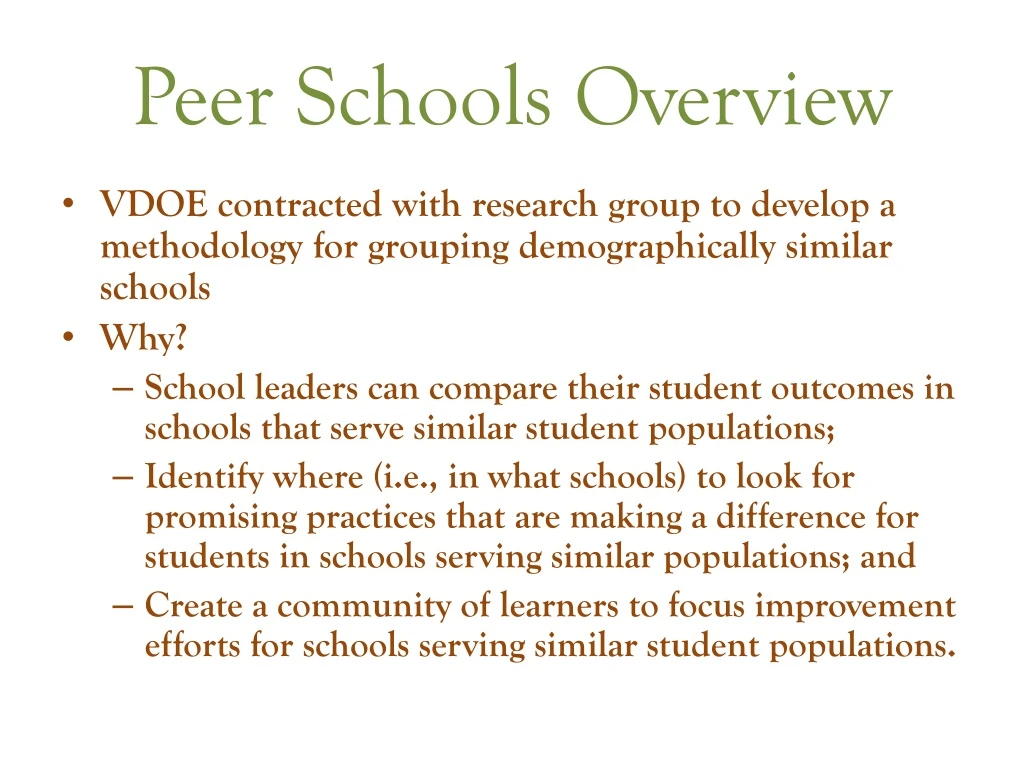 peer schools overview n.