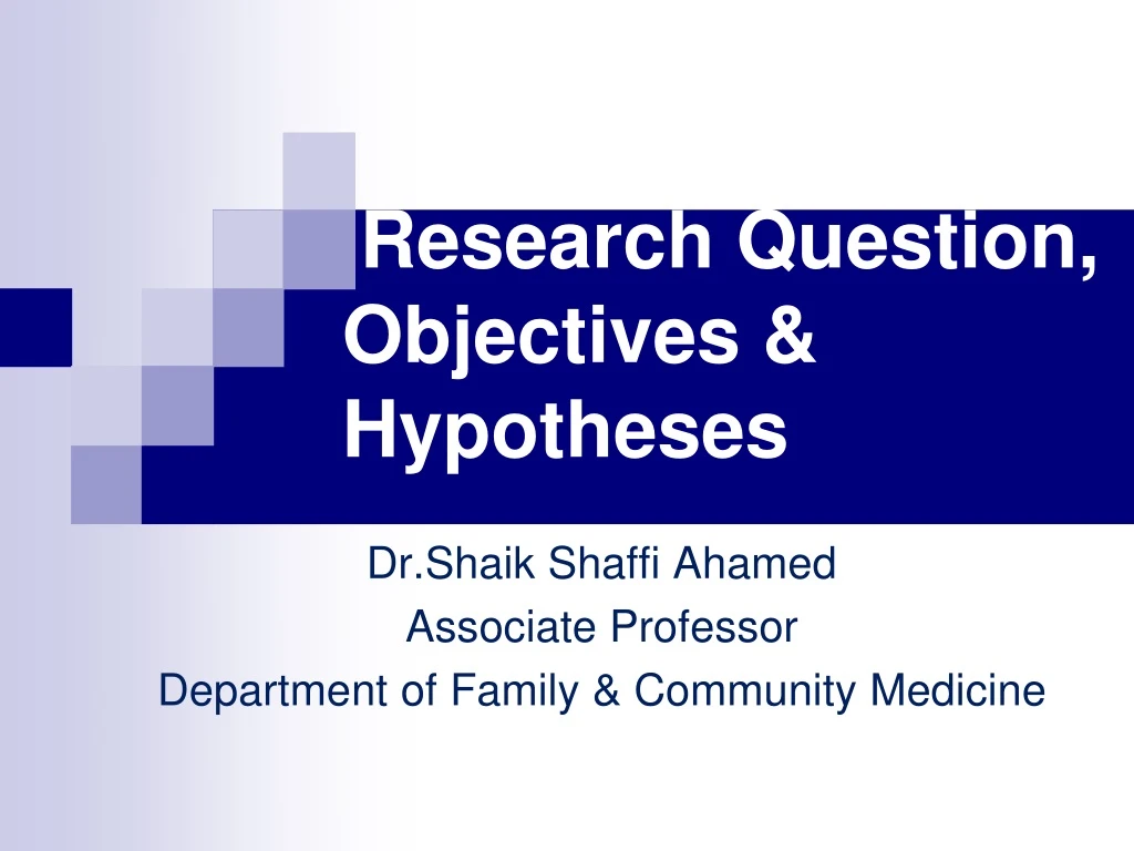 research question objectives hypotheses n.