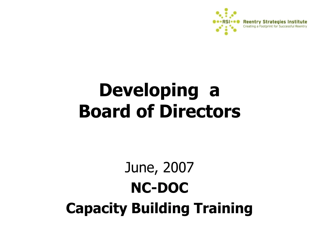 developing a board of directors n.