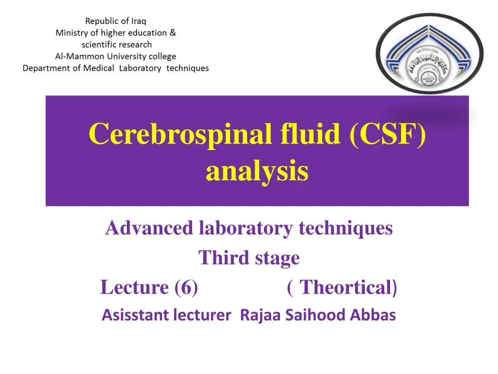 Ppt Cerebrospinal Fluid Csf Analysis Powerpoint Presentation Free Download Id8888442 1932