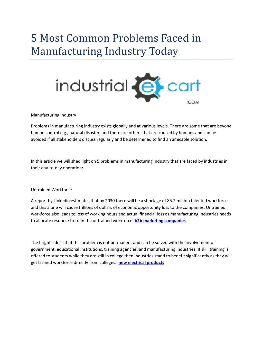 5 most common problems faced in manufacturing n.