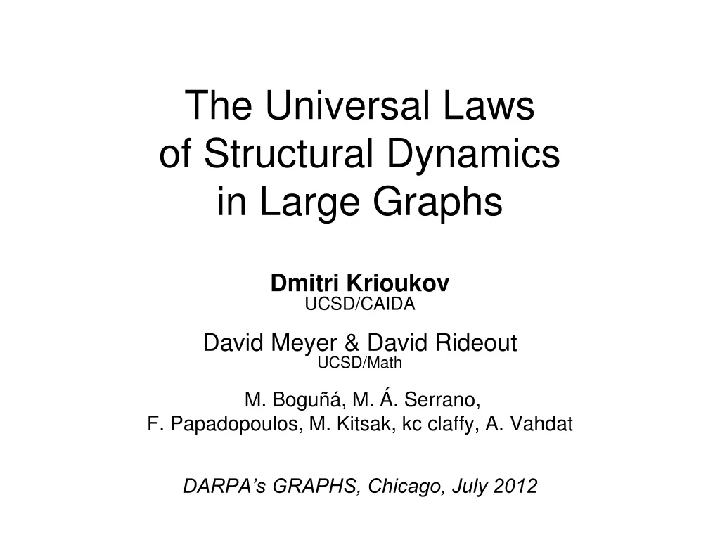 PPT - The Universal Laws of Structural Dynamics in Large Graphs ...