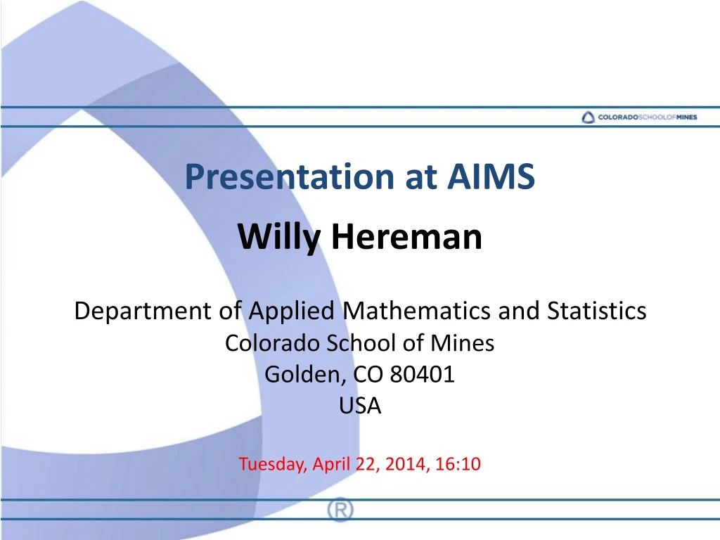 presentation at aims willy hereman department n.