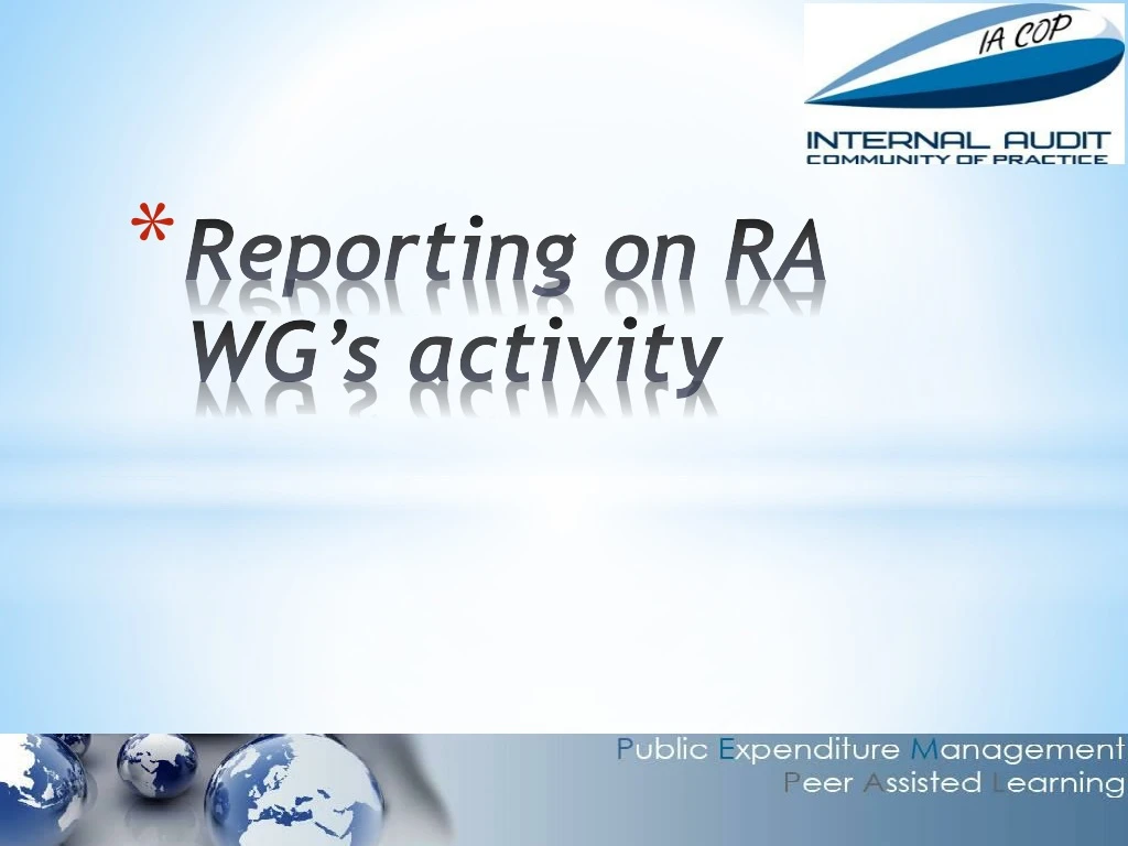 reporting on ra wg s activity n.