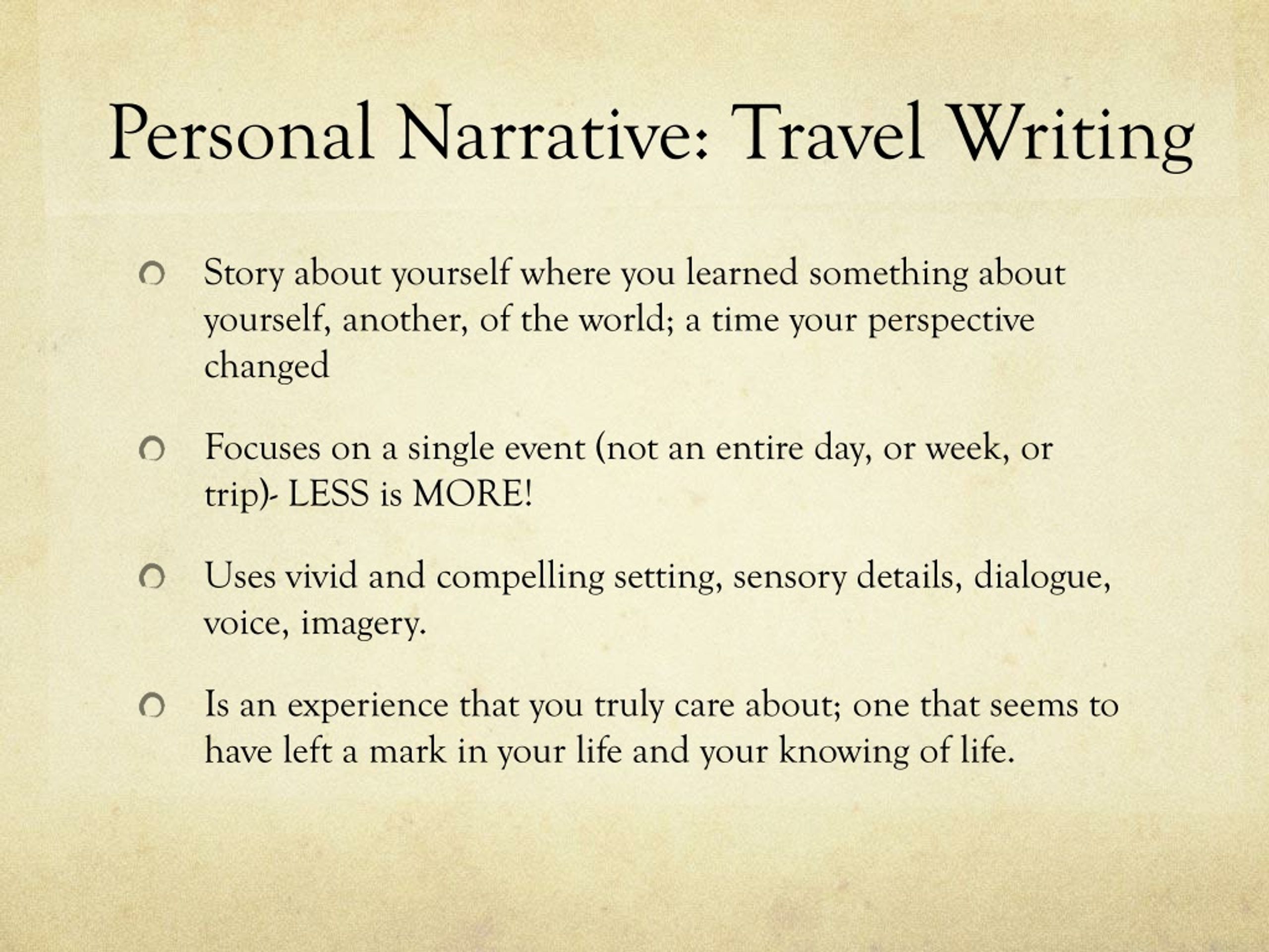 narrative travel writing examples