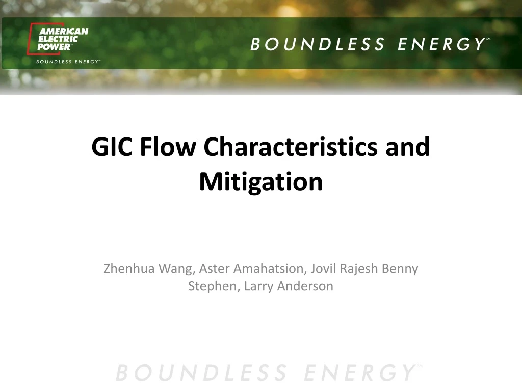 gic flow characteristics and mitigation n.